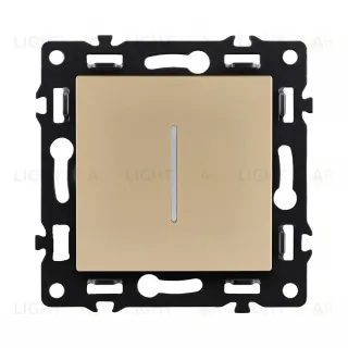 Выключатель кнопочный 1-клавишный 10А/250В с LED подсветкой, золотой Kollinger Asthetik AS-012GD