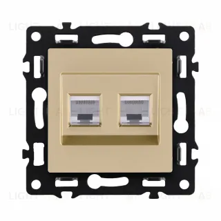 Розетка двойная Ethernet RJ45 Cat.6, золотой Kollinger Asthetik AS-018GD