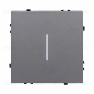Выключатель 1-клавишный проходной 10А/250В с LED подсветкой, серый Kollinger Eclipse EC-008GY