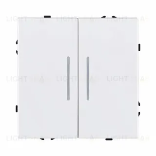 Выключатель 2-клавишный 10А/250В с LED подсветкой, белый матовый Kollinger Eclipse EC-010WH