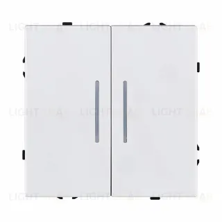 Выключатель 2-клавишный 10А/250В с LED подсветкой, белый глянцевый Kollinger Eclipse EC-010WG