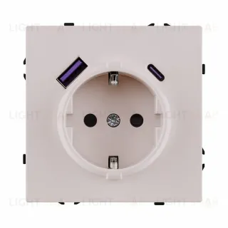 Розетка штепсельная SCHUKO 16A/250 В с USB A+C 20W, кашемир матовый Kollinger Eclipse EC-016CM
