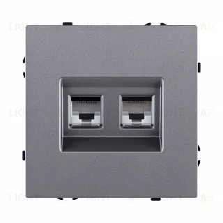 Розетка двойная Ethernet RJ45 Cat.6, серый Kollinger Eclipse EC-018GY
