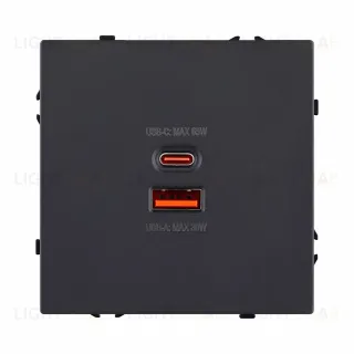 Розетка USB A+C 65W, черный матовый Kollinger Eclipse EC-024BK