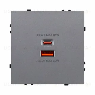 Розетка USB A+C 65W, серый Kollinger Eclipse EC-024GY