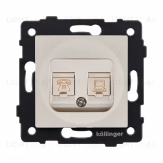 Розетка двойная RJ11 + RJ45 Cat.6, золотой Kollinger REA-011GD для Aspekt, Eleganz, Reflex