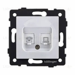 Розетка двойная RJ11 + RJ45 Cat.6, белый Kollinger REA-011WH для Aspekt, Eleganz, Reflex