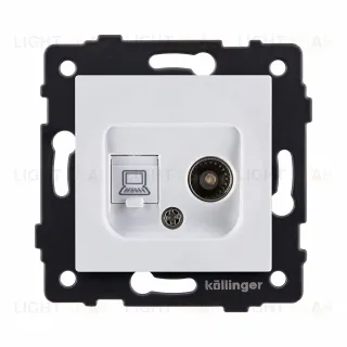 Розетка двойная TV (мама) + RJ45 Cat.6, белый Kollinger REA-012WH для Aspekt, Eleganz, Reflex