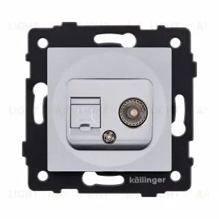 Розетка двойная TV (мама) + RJ45 Cat.6, серый Kollinger REA-012GY для Aspekt, Eleganz, Reflex