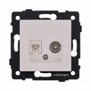 Розетка двойная TV (мама) + телефонная розетка RJ11, кашемир матовый Kollinger REA-013CM для Aspekt, Eleganz, Reflex