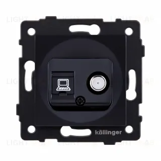 Розетка двойная спутниковая SAT + RJ45 Cat.6, черный Kollinger REA-014BK для Aspekt, Eleganz, Reflex