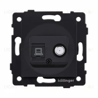 Розетка двойная спутниковая SAT + RJ45 Cat.6, черный матовый Kollinger REA-014BM для Aspekt, Eleganz, Reflex