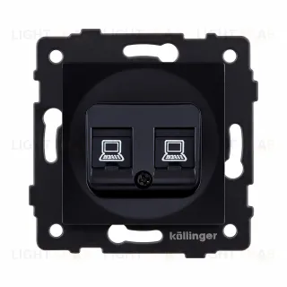 Розетка двойная Ethernet RJ45 Cat.5, черный Kollinger REA-015BK для Aspekt, Eleganz, Reflex