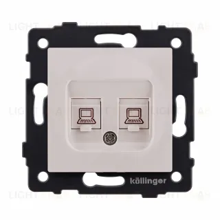 Розетка двойная Ethernet RJ45 Cat.6, кашемир матовый Kollinger REA-019CM для Aspekt, Eleganz, Reflex