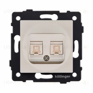 Розетка двойная Ethernet RJ45 Cat.6, золотой Kollinger REA-019GD для Aspekt, Eleganz, Reflex