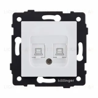 Розетка двойная Ethernet RJ45 Cat.6, белый матовый Kollinger REA-019WM для Aspekt, Eleganz, Reflex