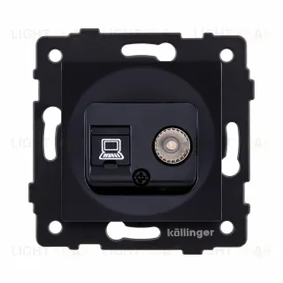 Розетка двойная TV (мама) + RJ45 Cat.6, черный Kollinger REA-021BK для Aspekt, Eleganz, Reflex