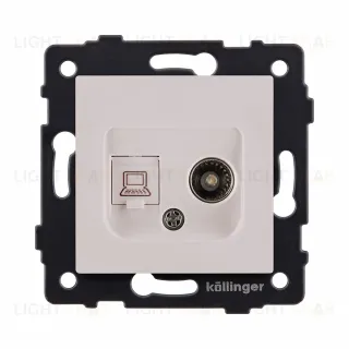 Розетка двойная TV (мама) + RJ45 Cat.6, кашемир матовый Kollinger REA-021CM для Aspekt, Eleganz, Reflex