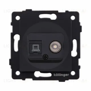 Розетка двойная TV (мама) + RJ45 Cat.6, черный матовый Kollinger REA-021BM для Aspekt, Eleganz, Reflex