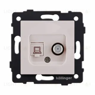 Розетка двойная спутниковая SAT + RJ45 Cat.6, кашемир матовый Kollinger REA-022CM для Aspekt, Eleganz, Reflex