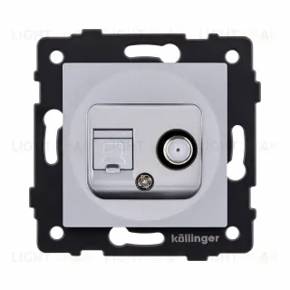Розетка двойная спутниковая SAT + RJ45 Cat.6, серый Kollinger REA-022GY для Aspekt, Eleganz, Reflex