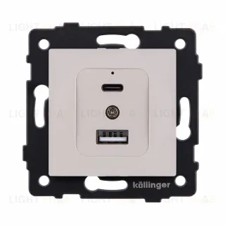 Розетка USB A+C 20W, кашемир матовый Kollinger REA-037CM для Aspekt, Eleganz, Reflex
