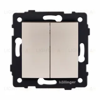 Выключатель 2-клавишный 10А/250В, изогнутый, золотой Kollinger REA-R-007GD для Aspekt, Eleganz, Reflex