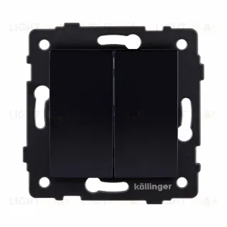 Выключатель 2-клавишный проходной 10А/250В, изогнутый, черный Kollinger REA-R-009BK для Aspekt, Eleganz, Reflex