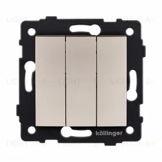 Выключатель 3-клавишный 10А/250В, изогнутый, золотой Kollinger REA-R-012GD для Aspekt, Eleganz, Reflex