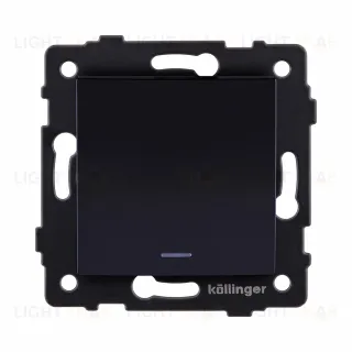 Выключатель кнопочный 1-клавишный 10А/250В с LED подсветкой, изогнутый, черный Kollinger REA-R-013BK для Aspekt, Eleganz, Reflex