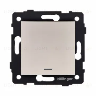 Выключатель кнопочный 1-клавишный 10А/250В с LED подсветкой, изогнутый, золотой Kollinger REA-R-013GD для Aspekt, Eleganz, Reflex