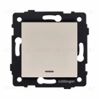 Выключатель 1-клавишный 10А/250В с LED подсветкой, золотой Kollinger REA-S-002GD для Aspekt, Eleganz, Reflex