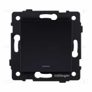 Выключатель 1-клавишный проходной 10А/250В с LED подсветкой, черный Kollinger REA-S-004BK для Aspekt, Eleganz, Reflex