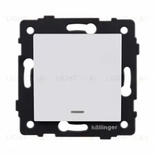 Выключатель 1-клавишный проходной 10А/250В с LED подсветкой, белый матовый Kollinger REA-S-004WM для Aspekt, Eleganz, Reflex