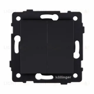 Выключатель 2-клавишный проходной 10А/250В, черный матовый Kollinger REA-S-009BM для Aspekt, Eleganz, Reflex