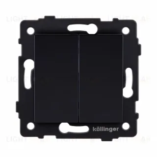 Выключатель кнопочный 2-клавишный 10А/250В, черный Kollinger REA-S-011BK для Aspekt, Eleganz, Reflex