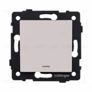 Выключатель кнопочный 1-клавишный 10А/250В с LED подсветкой, кашемир матовый Kollinger REA-S-013CM для Aspekt, Eleganz, Reflex
