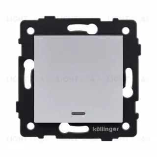 Выключатель кнопочный 1-клавишный 10А/250В с LED подсветкой, серый Kollinger REA-S-013GY для Aspekt, Eleganz, Reflex