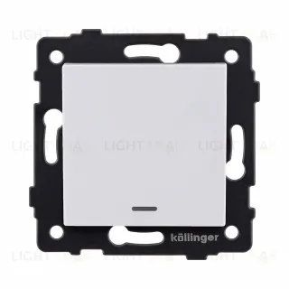 Выключатель кнопочный 1-клавишный 10А/250В с LED подсветкой, белый Kollinger REA-S-013WH для Aspekt, Eleganz, Reflex