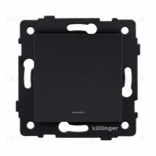 Выключатель 1-клавишный перекрестный 10А/250В с LED подсветкой, черный матовый Kollinger REA-S-015BM для Aspekt, Eleganz, Reflex