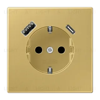 Розетка SCHUKO с USB-зарядным устройством, тип A + тип С; латунь Classic Jung ME1520-15CAC