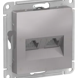 Розетка двойная компьютерная RJ45+RJ45, кат.5E, механизм Systeme Electric AtlasDesign Алюминий ATN000385