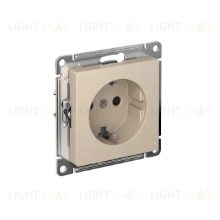 Розетка с заземлением со шторками, 16А, мех., быстрозажим. клем. Systeme Electric AtlasDesign Песочный ATN001245S