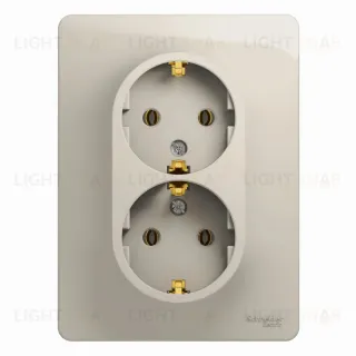 Розетка 2-ая с/з (в сборе) Systeme Electric Glossa Молочный GSL000924