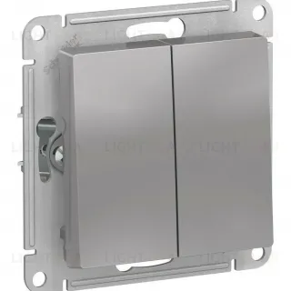 Выключатель 2-клавишный, IP44, сх.5, 10АХ, механизм Systeme Electric AtlasDesign Aqua Алюминий ATN440351 ATN440351