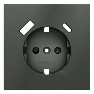 Накладка для розетки с заземлением и защитными шторками, с USB A+C Voltum S70 (титан) VLS001006