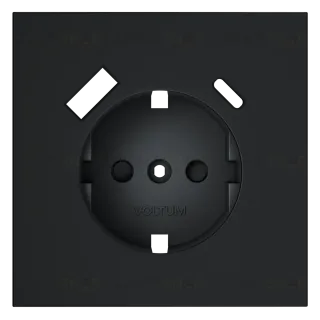 Накладка для розетки с заземлением и защитными шторками, с USB A+C Voltum S70 (графит) VLS001007