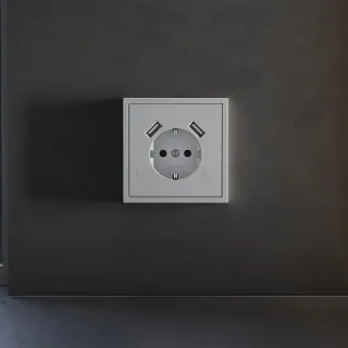 Накладка для розетки с заземлением и защитными шторками, с USB A+A Voltum S70 (серый) VLS000916