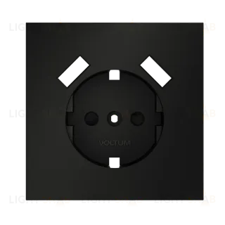Накладка для розетки с заземлением и защитными шторками, с USB A+A Voltum S70 (черный матовый) VLS000908