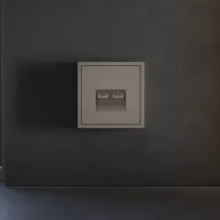 Накладка для розетки компьютерной двойной RJ45+RJ45 кат.6 Voltum S70 (капучино) VLS001414